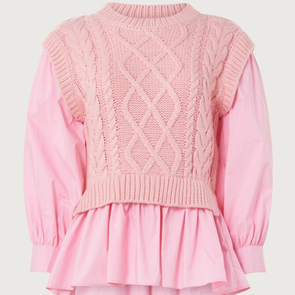 English Factory Cable Knit Sweater in Blush, L